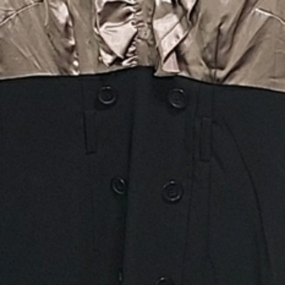 Faux Skirt and Blouse Look Knee Length Dress in Tan Satin & Black size 8 - Picture 8 of 10